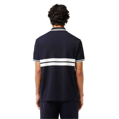Black - Back - Lacoste Mens Striped Premium Cotton Polo Shirt