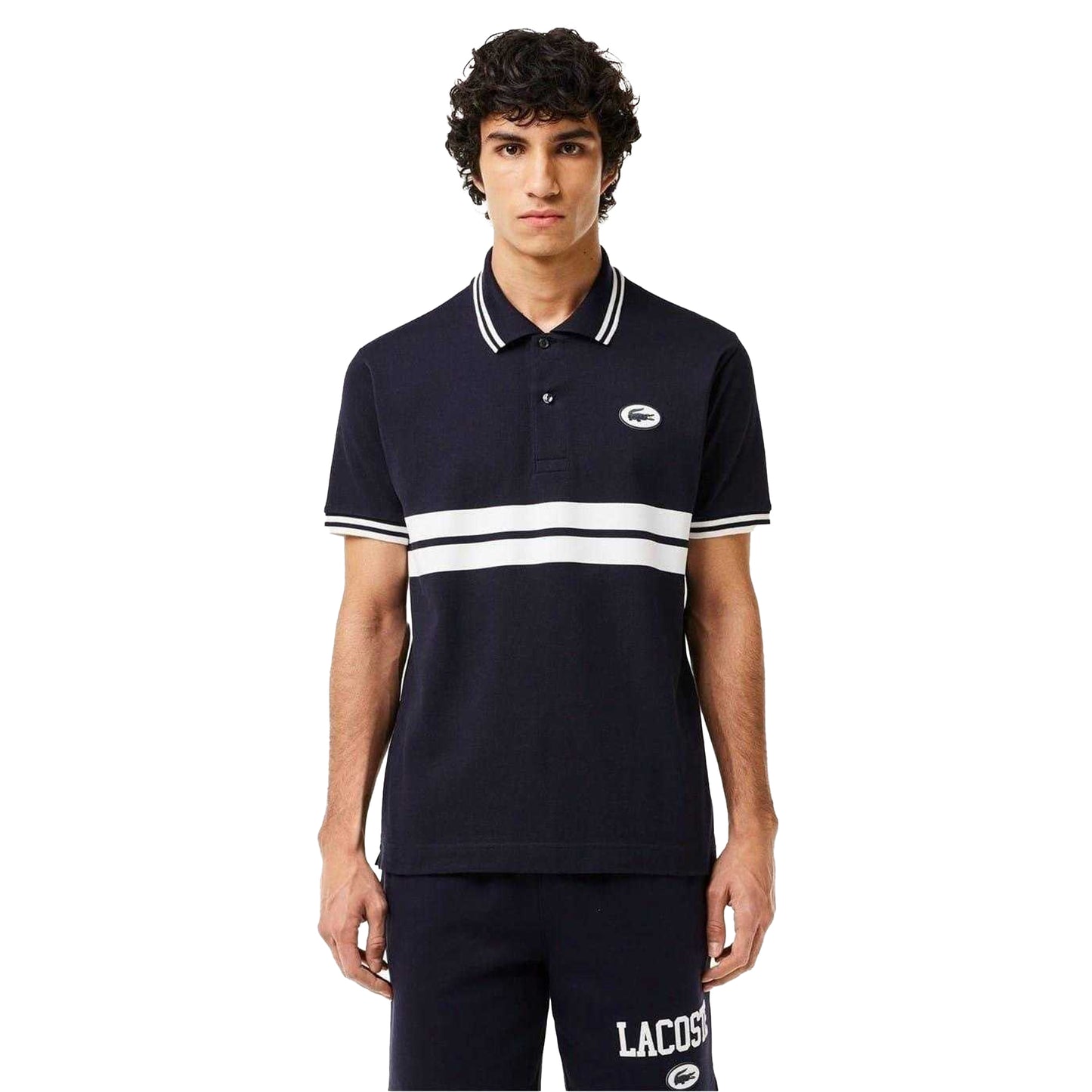 Black - Lifestyle - Lacoste Mens Striped Premium Cotton Polo Shirt