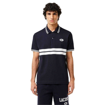 Black - Lifestyle - Lacoste Mens Striped Premium Cotton Polo Shirt