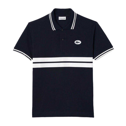 Black - Front - Lacoste Mens Striped Premium Cotton Polo Shirt