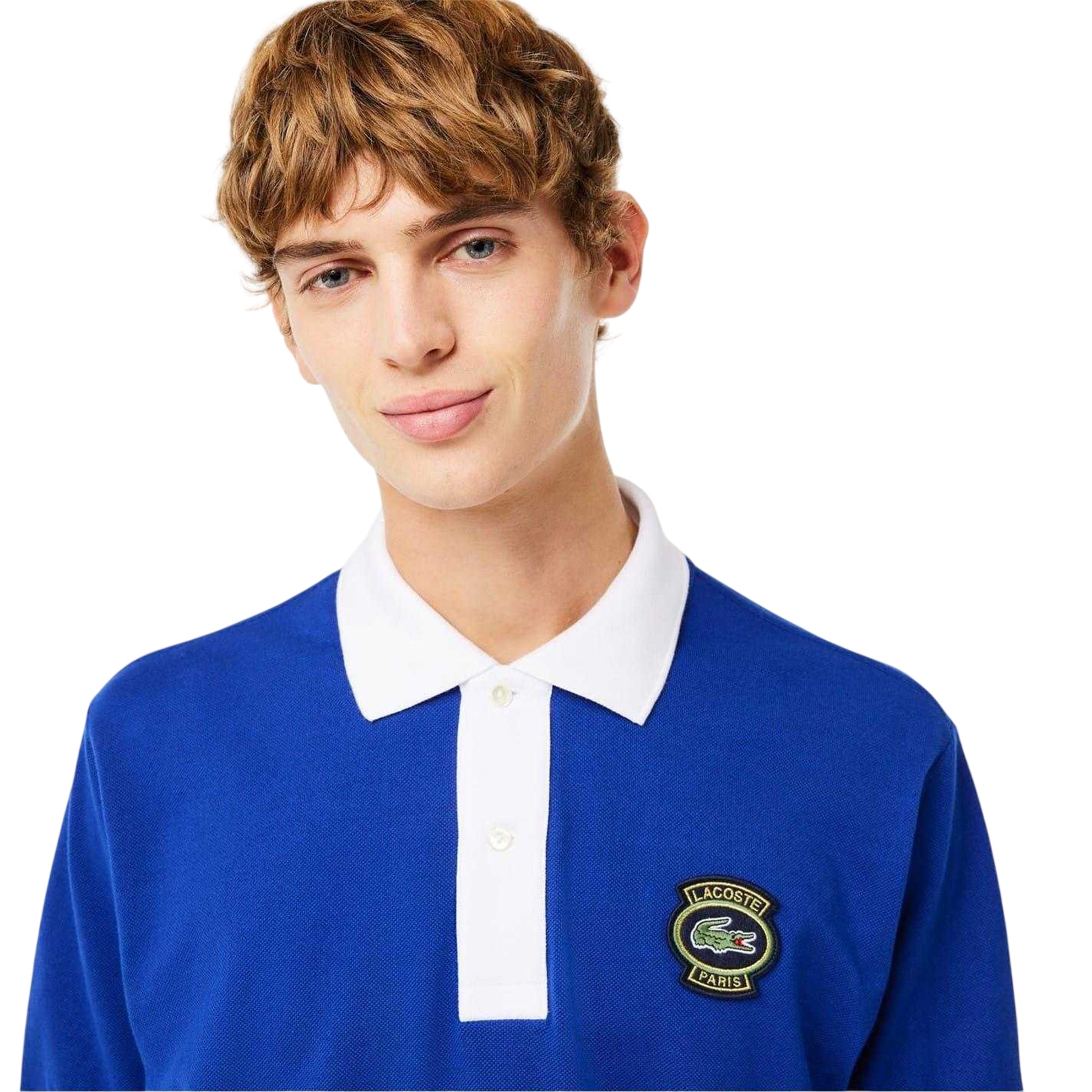 Blue Captain-White - Side - Lacoste Mens Heritage Polo Shirt