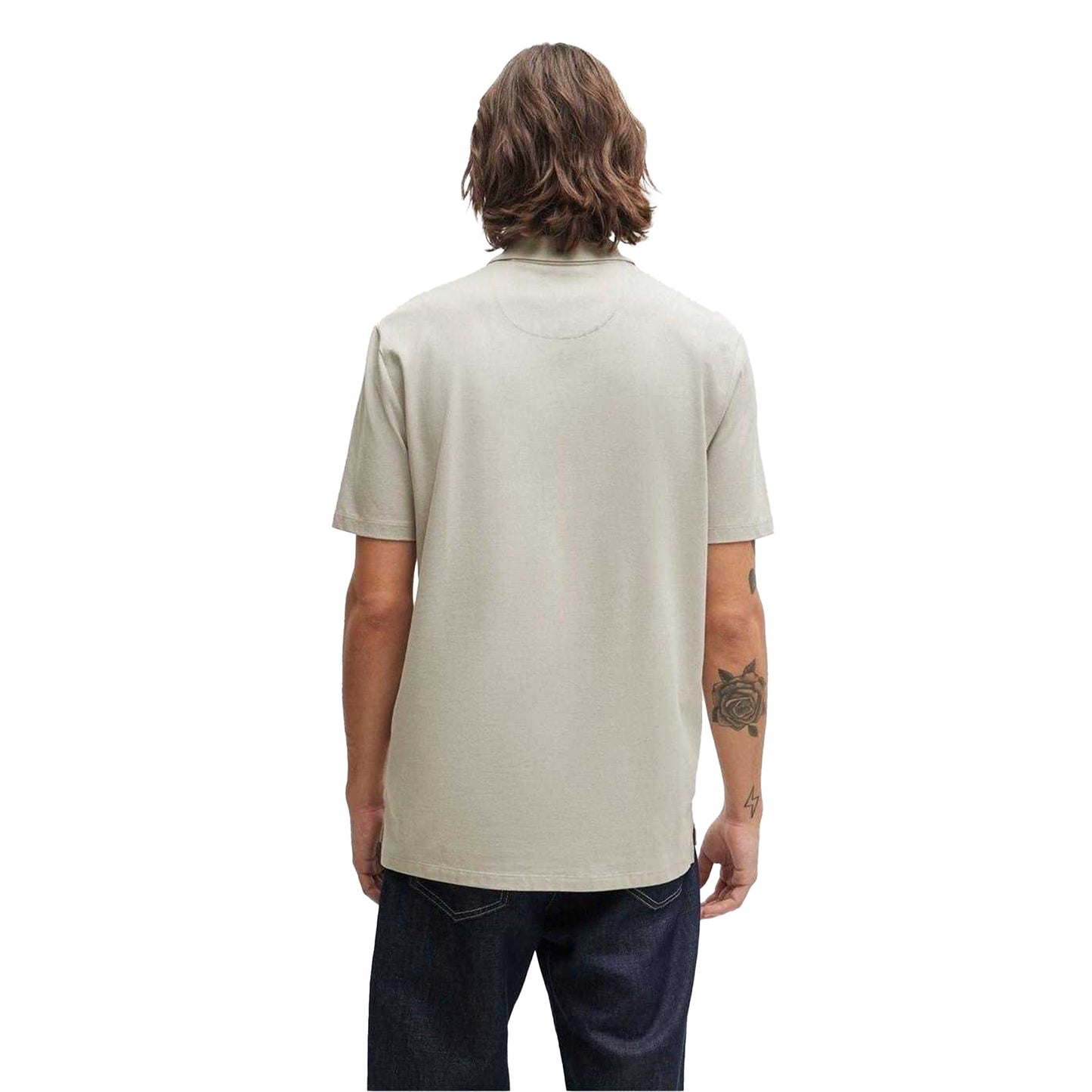 Pastel Grey - Back - Hugo Boss Mens Fabric Polo Shirt
