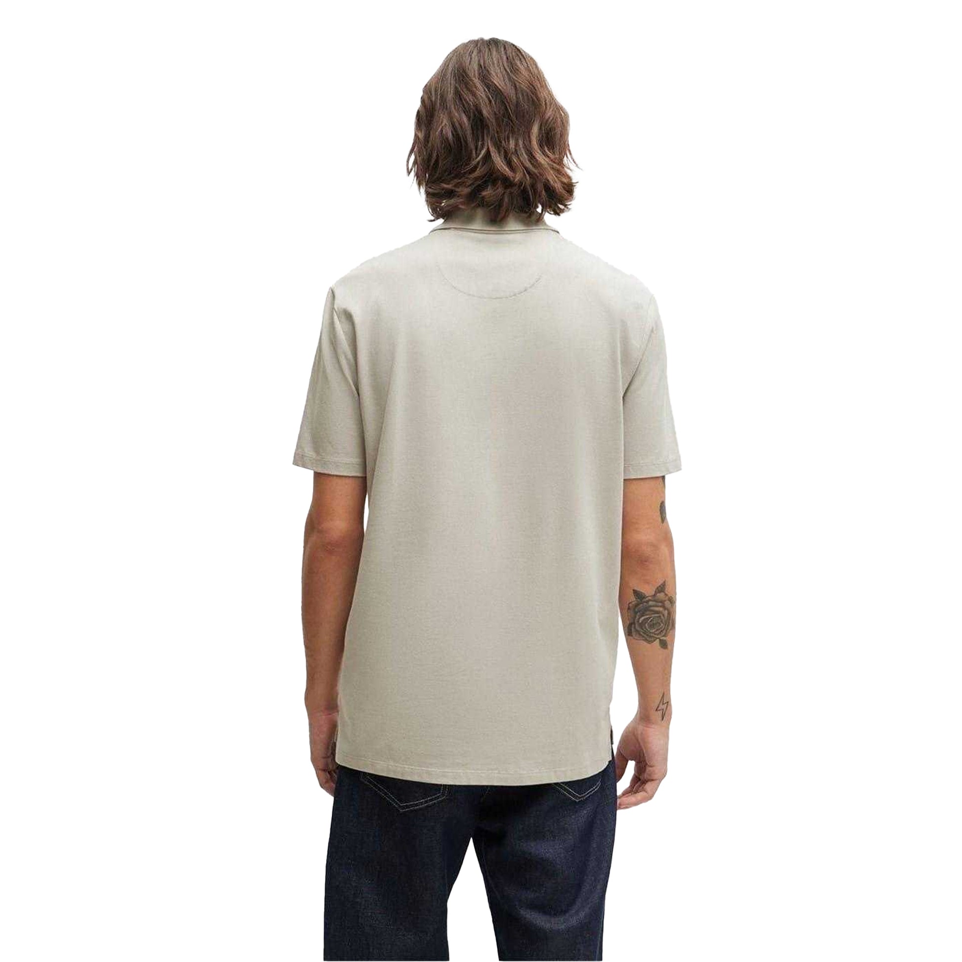 Pastel Grey - Back - Hugo Boss Mens Fabric Polo Shirt