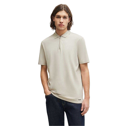 Pastel Grey - Side - Hugo Boss Mens Fabric Polo Shirt