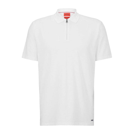 White - Front - Hugo Boss Mens Fabric Polo Shirt