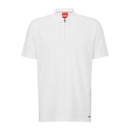 White - Front - Hugo Boss Mens Fabric Polo Shirt