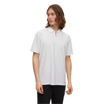 White - Side - Hugo Boss Mens Fabric Polo Shirt
