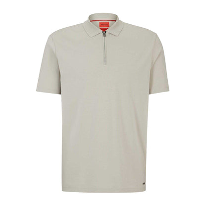 Pastel Grey - Front - Hugo Boss Mens Fabric Polo Shirt