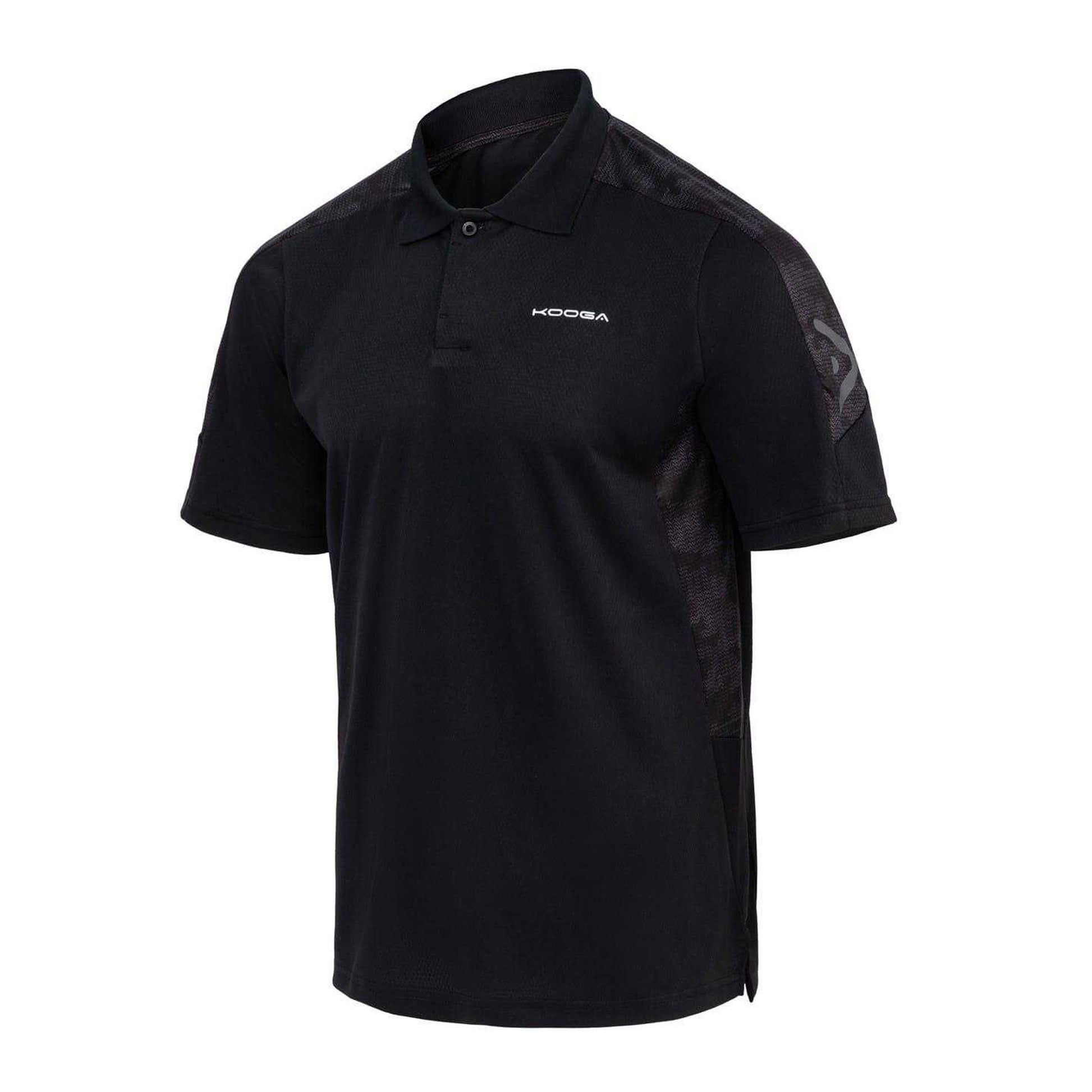 Black - Side - KooGa Mens Vortec Rugby Polo Shirt
