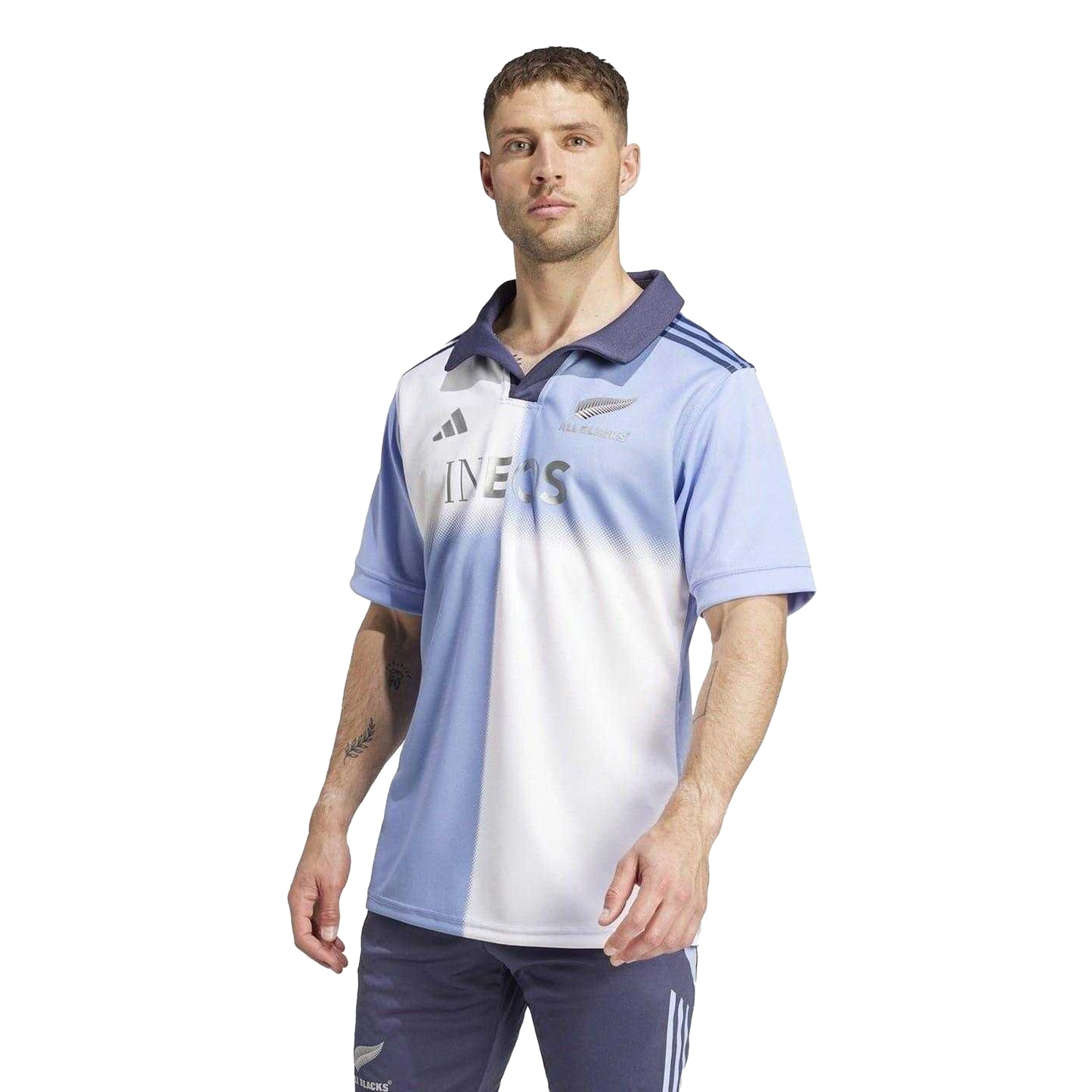 Blue-White - Side - Adidas Unisex Adult 2024-2025 New Zealand All Blacks Polo Shirt