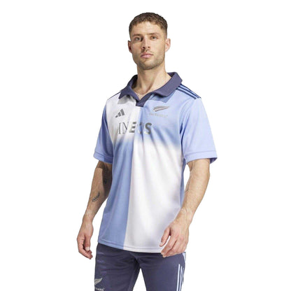 Blue-White - Side - Adidas Unisex Adult 2024-2025 New Zealand All Blacks Polo Shirt