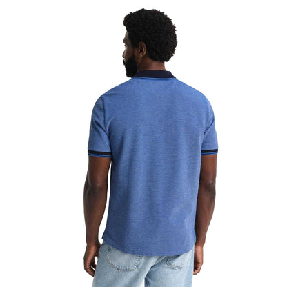 Blue - Back - Gant Mens Cotton Polo Shirt