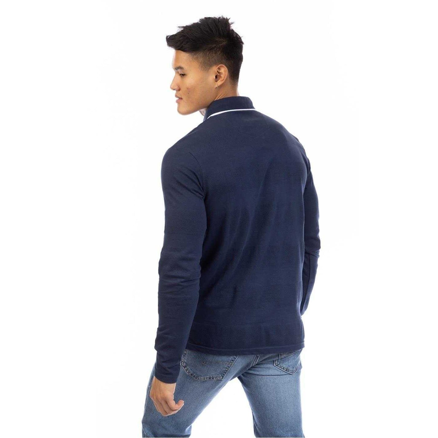 Dark Navy - Back - Peter Werth Mens Long-Sleeved Polo Shirt
