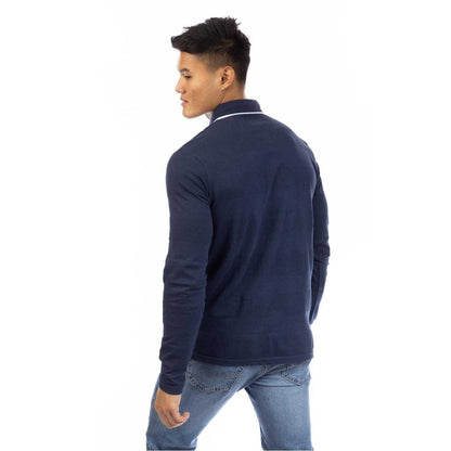 Dark Navy - Back - Peter Werth Mens Long-Sleeved Polo Shirt