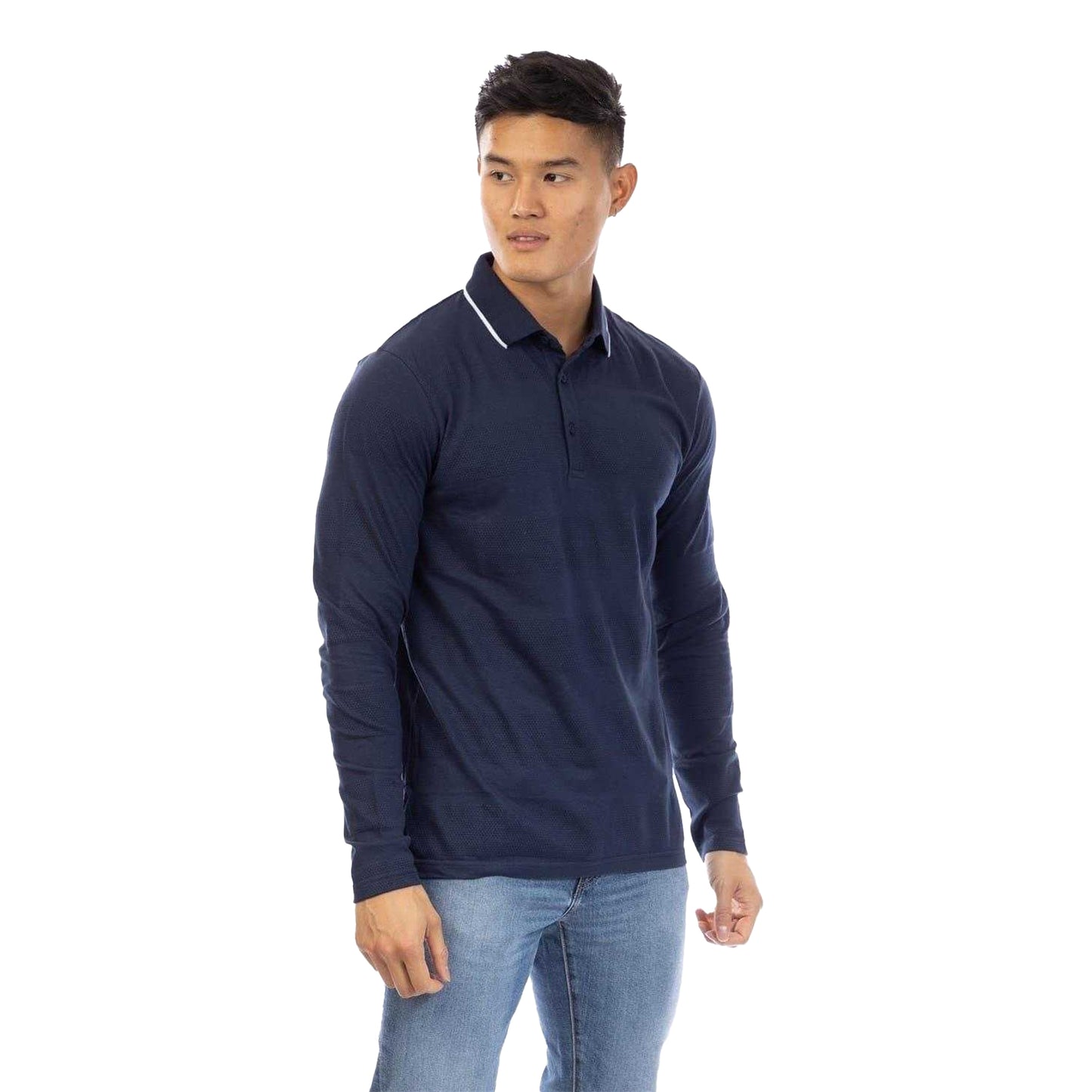 Dark Navy - Front - Peter Werth Mens Long-Sleeved Polo Shirt