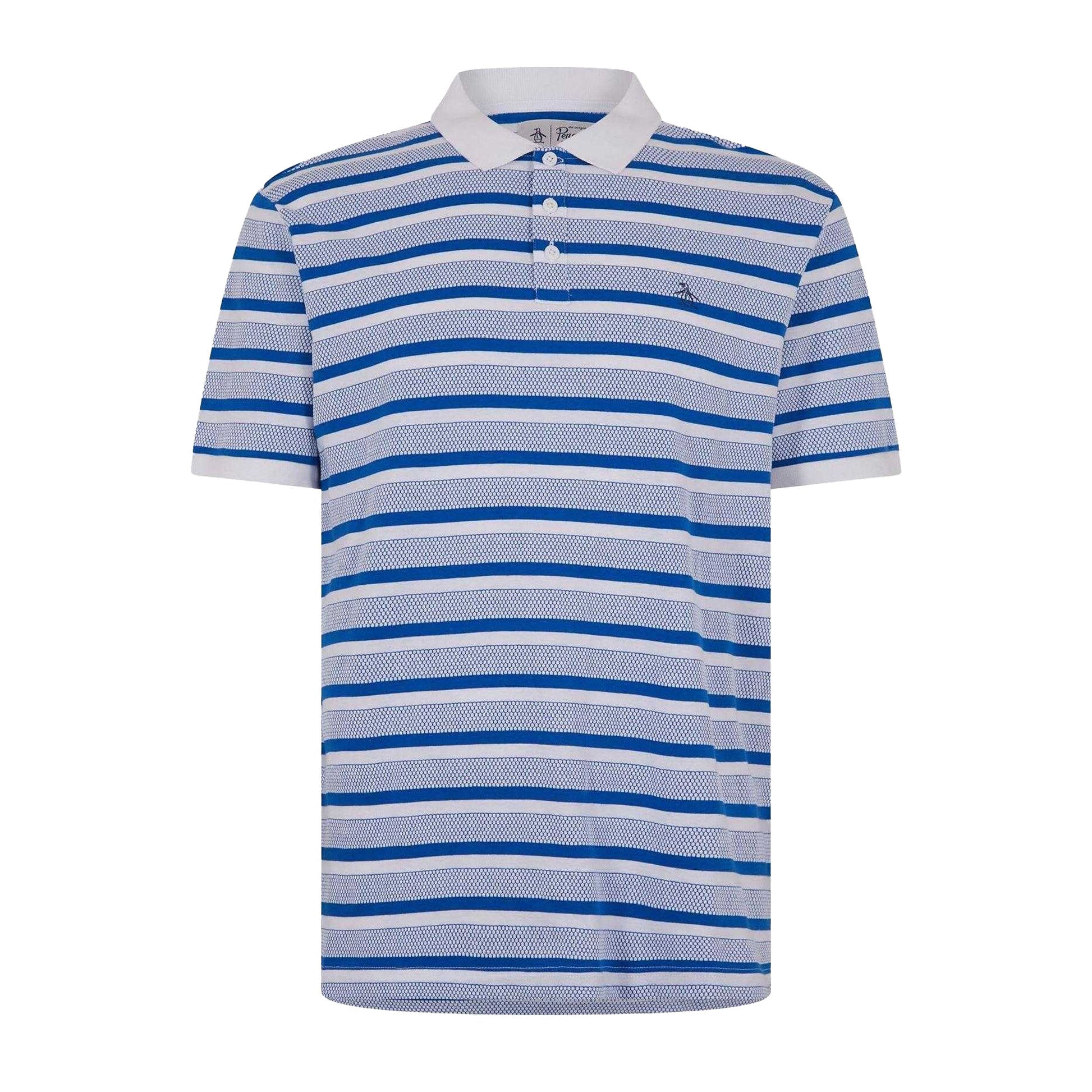 White - Front - Original Penguin Mens Striped Polo Shirt