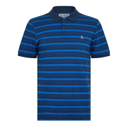 Yale Blue - Front - Original Penguin Mens Striped Polo Shirt