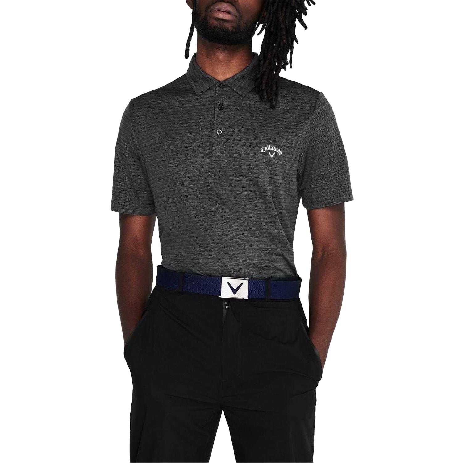 Caviar - Side - Callaway Mens Herringbone Golf Polo Shirt