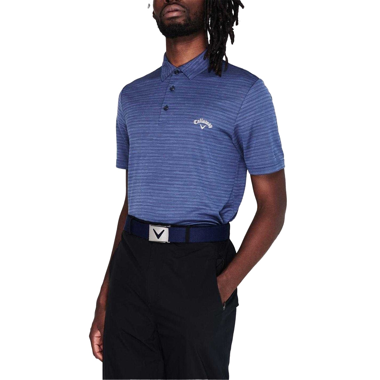 Peacoat - Side - Callaway Mens Herringbone Golf Polo Shirt