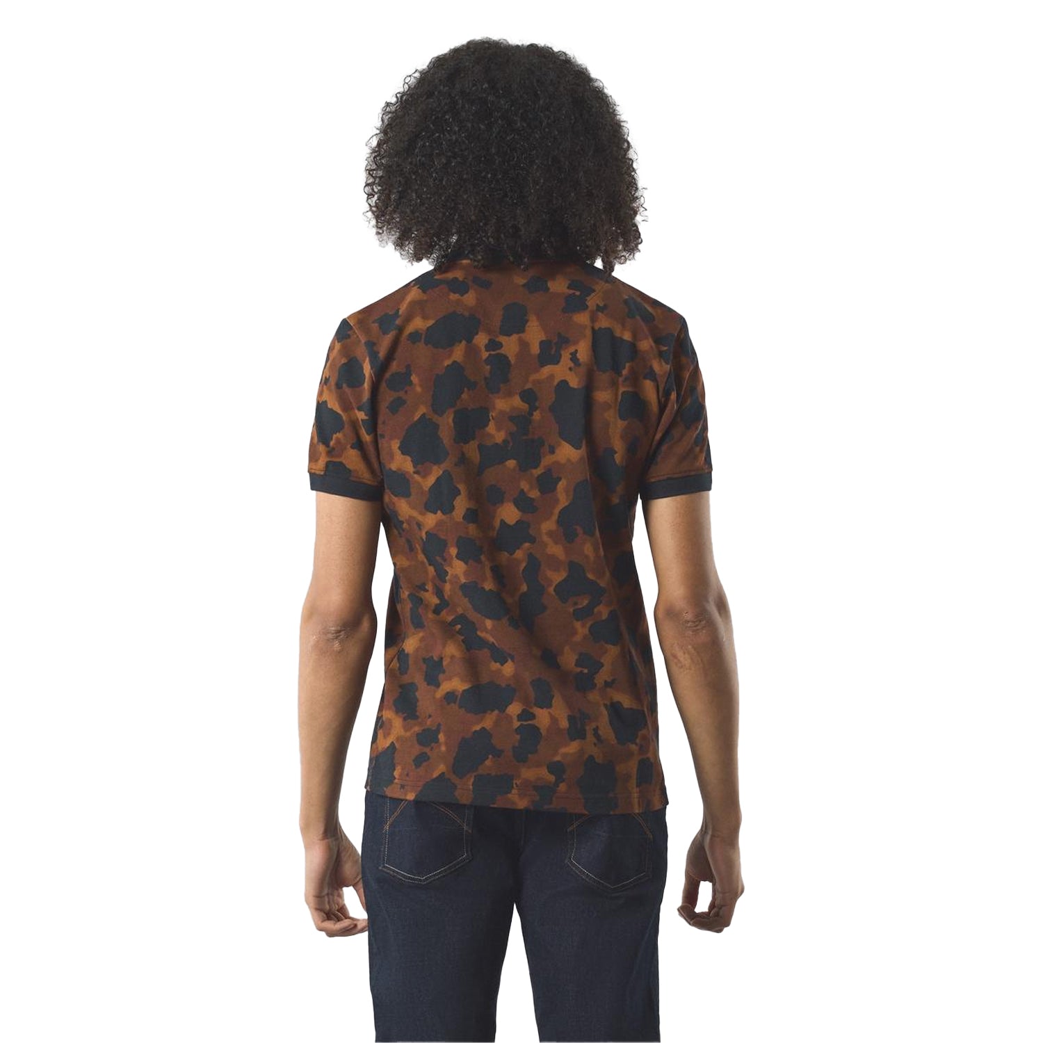 Brown - Back - Pretty Green Mens Camo Short-Sleeved Polo Shirt