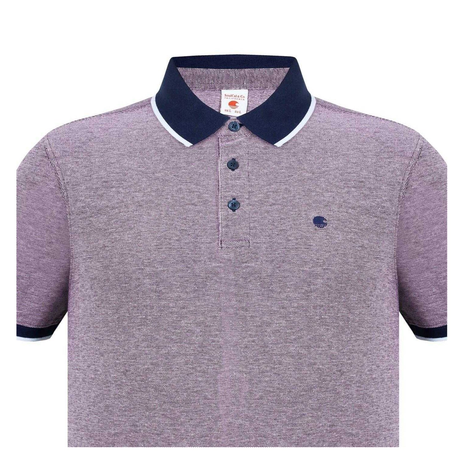 Burgundy-White - Lifestyle - SoulCal Mens Cotton Pique Polo Shirt