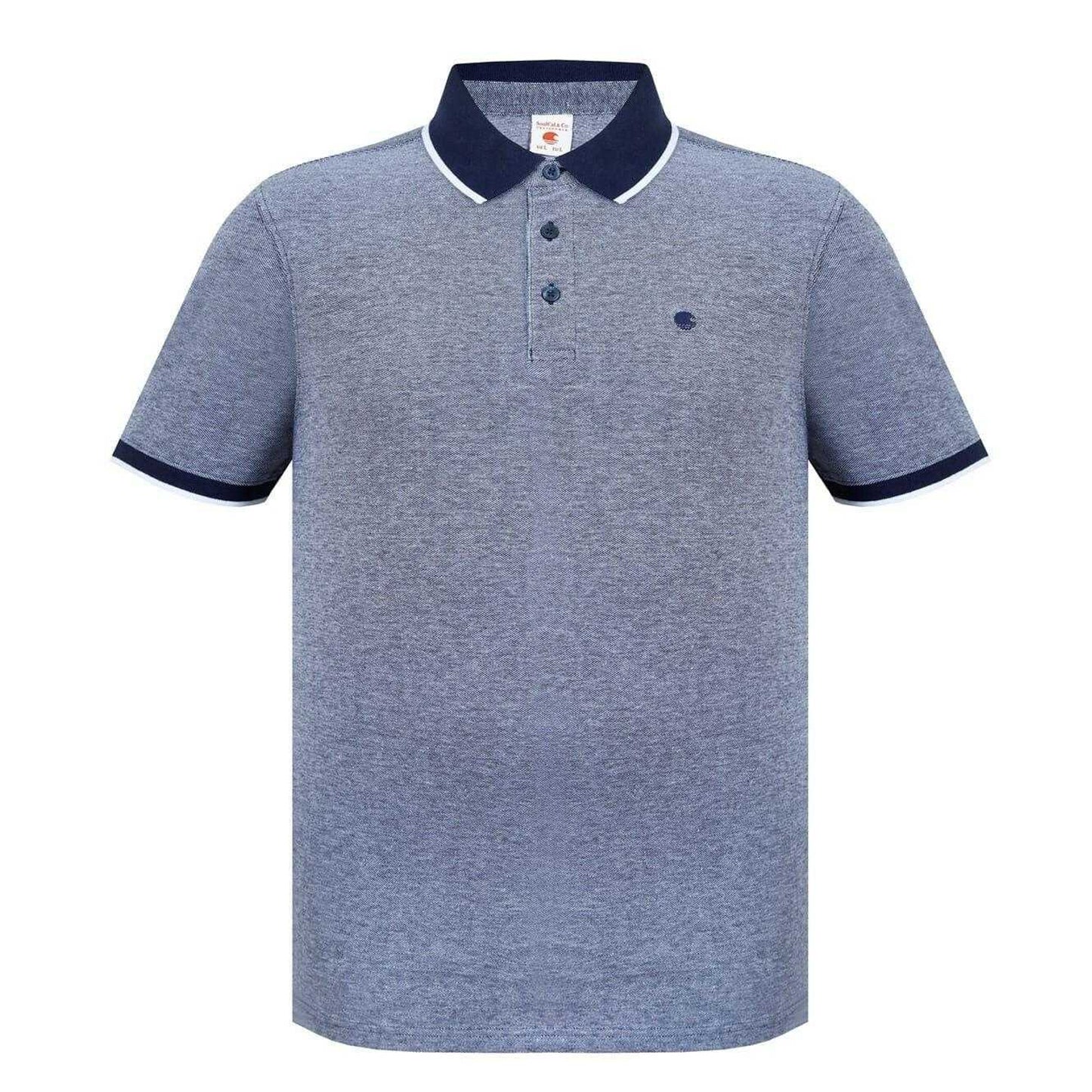 Navy-White - Front - SoulCal Mens Cotton Pique Polo Shirt
