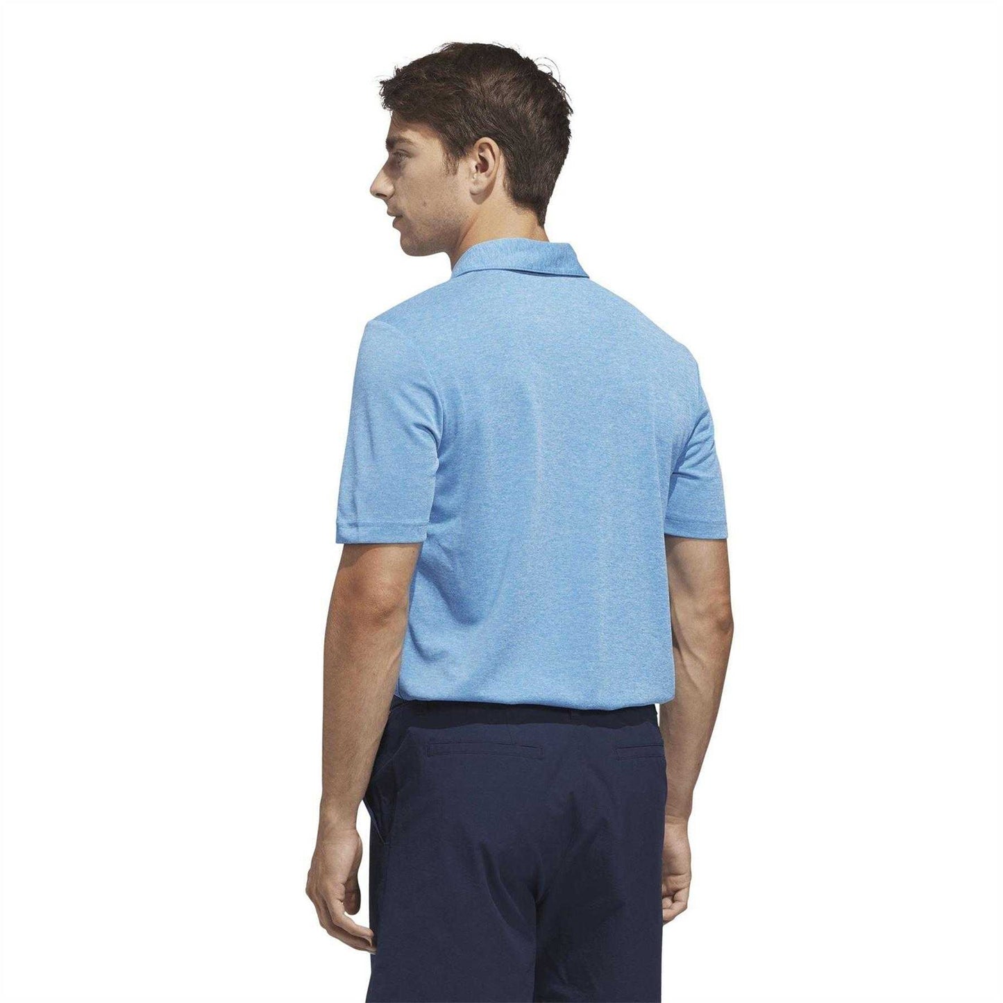 Lucid Blue - Back - Adidas Mens Heather Golf Polo Shirt