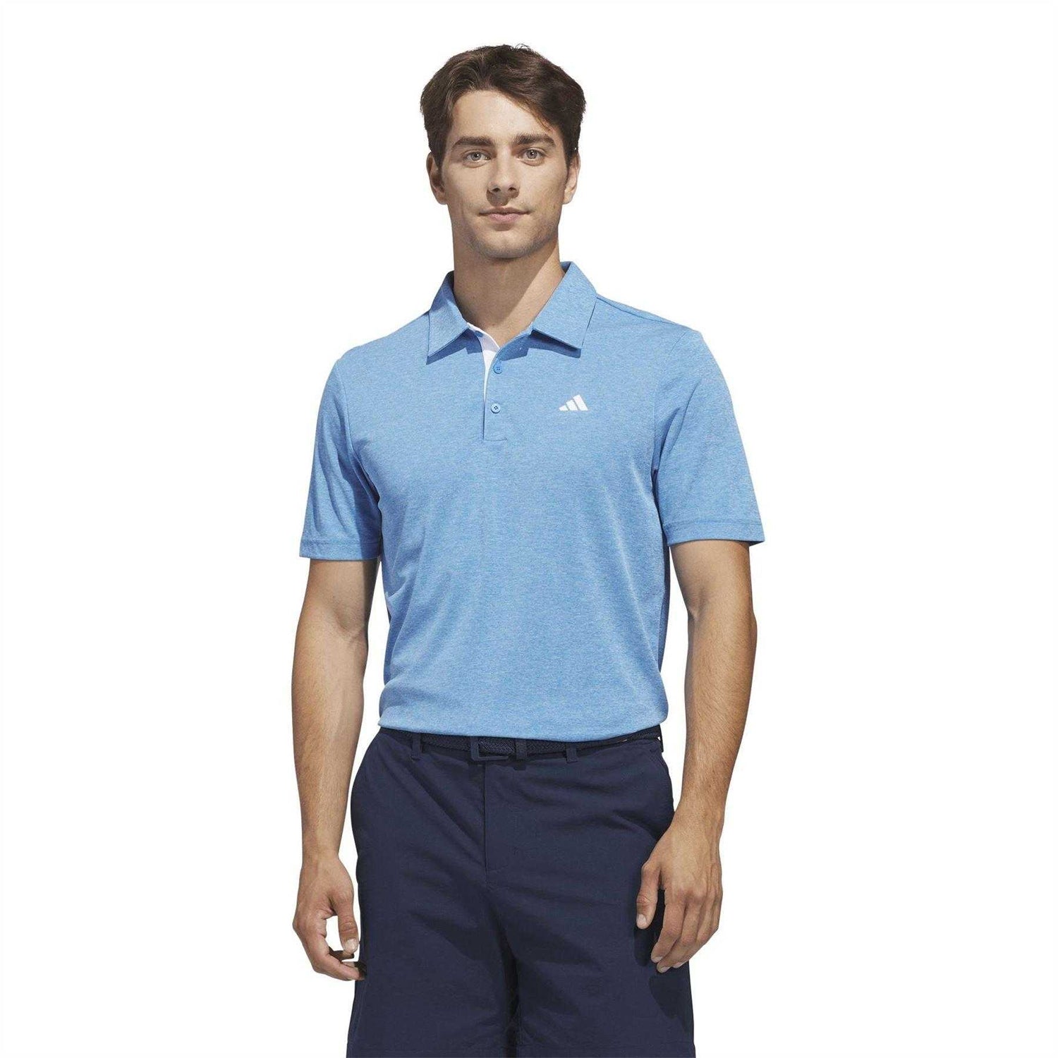Lucid Blue - Side - Adidas Mens Heather Golf Polo Shirt