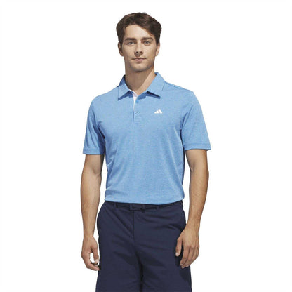 Lucid Blue - Side - Adidas Mens Heather Golf Polo Shirt