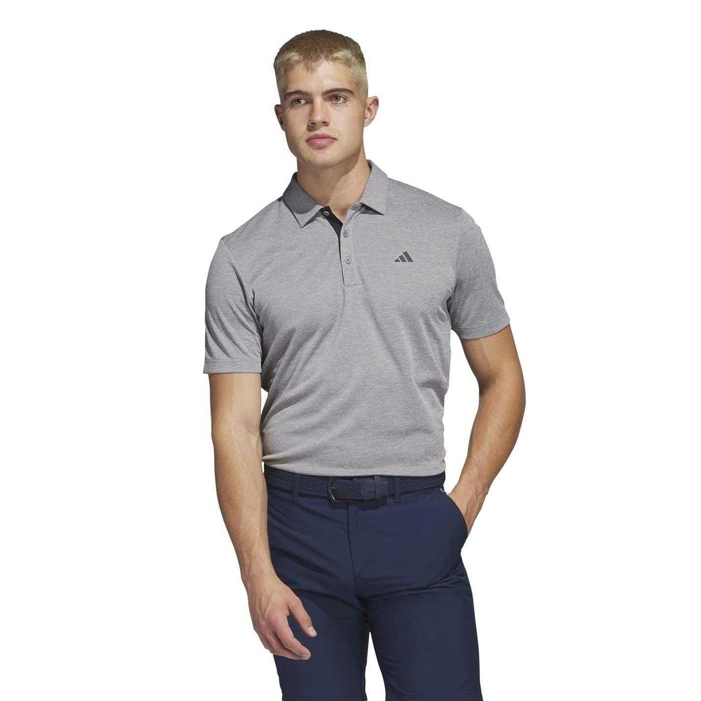 Grey - Side - Adidas Mens Heather Golf Polo Shirt