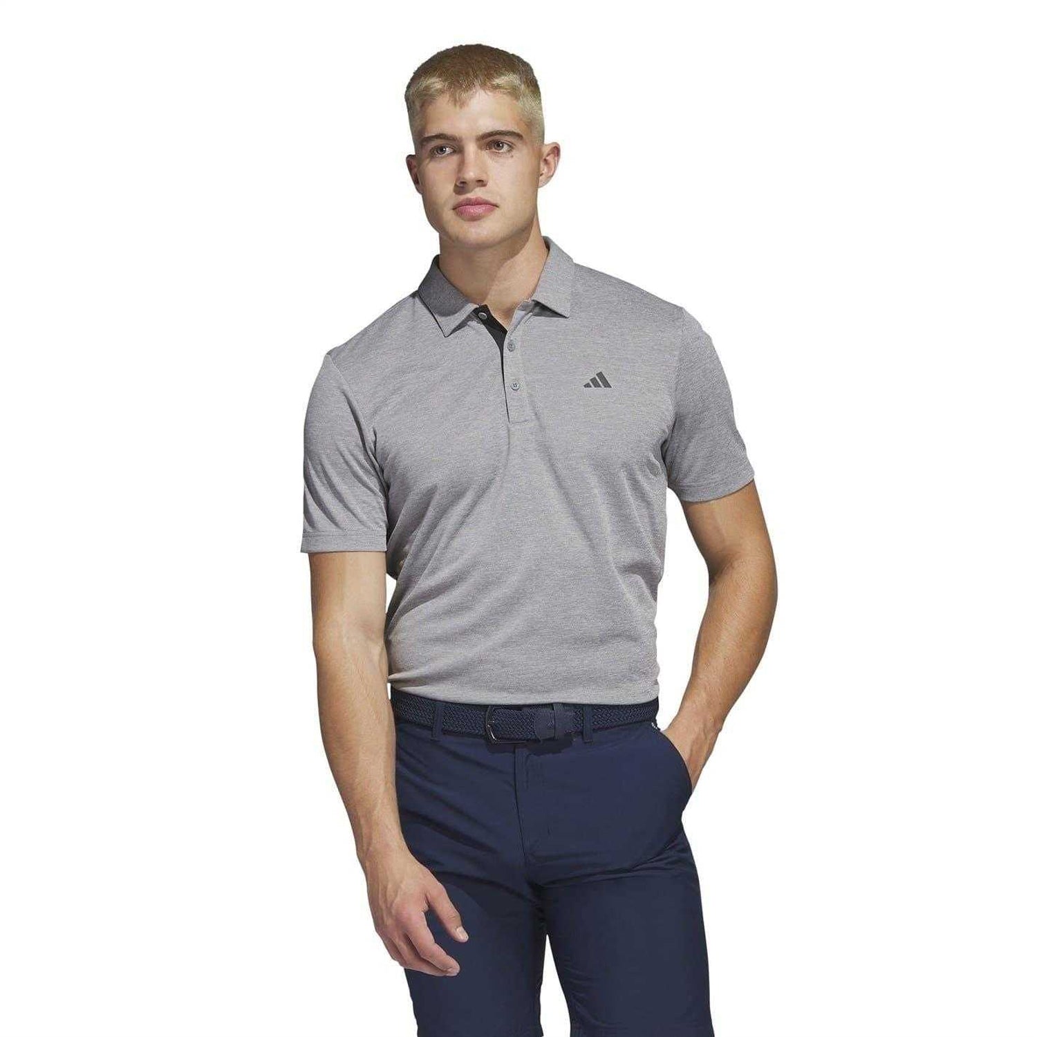Grey - Side - Adidas Mens Heather Golf Polo Shirt