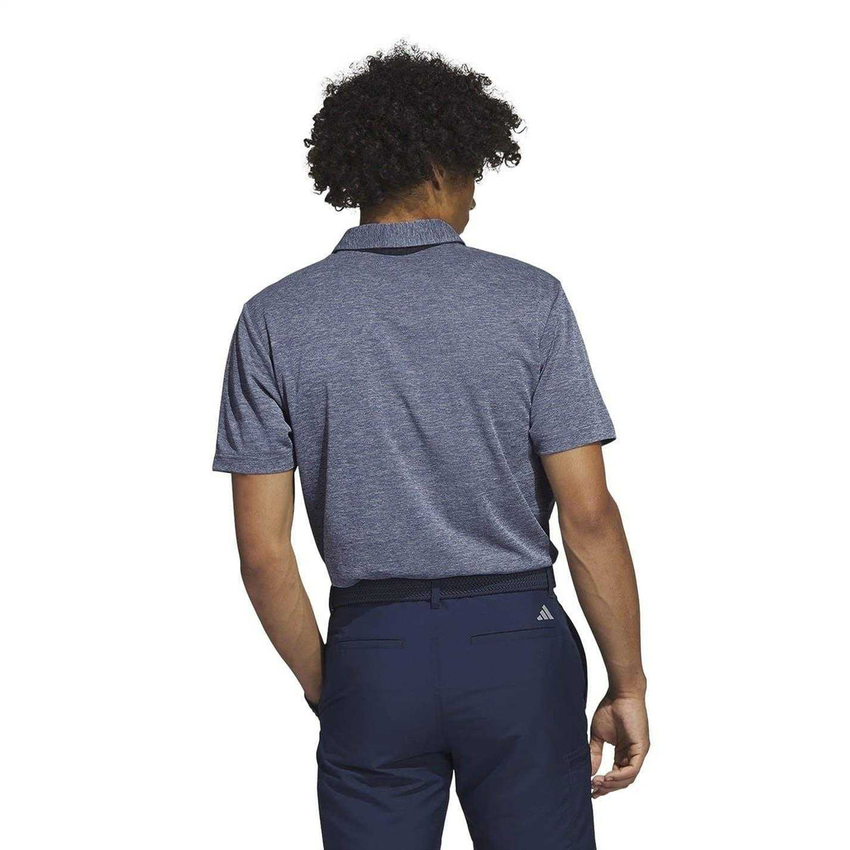 Light Navy - Back - Adidas Mens Heather Golf Polo Shirt