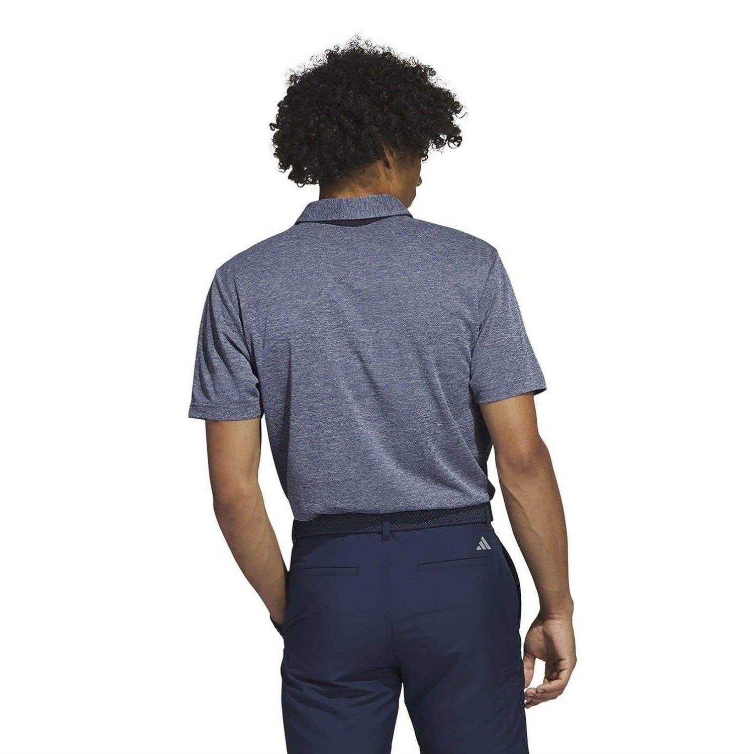 Light Navy - Back - Adidas Mens Heather Golf Polo Shirt