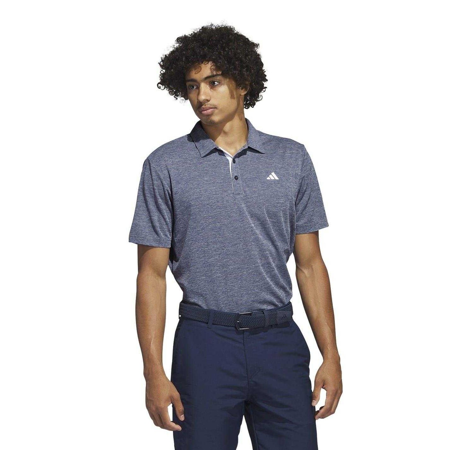 Light Navy - Side - Adidas Mens Heather Golf Polo Shirt