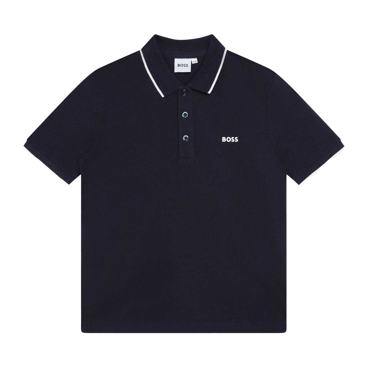Navy - Front - Boss Childrens-Kids Short-Sleeved Polo Shirt