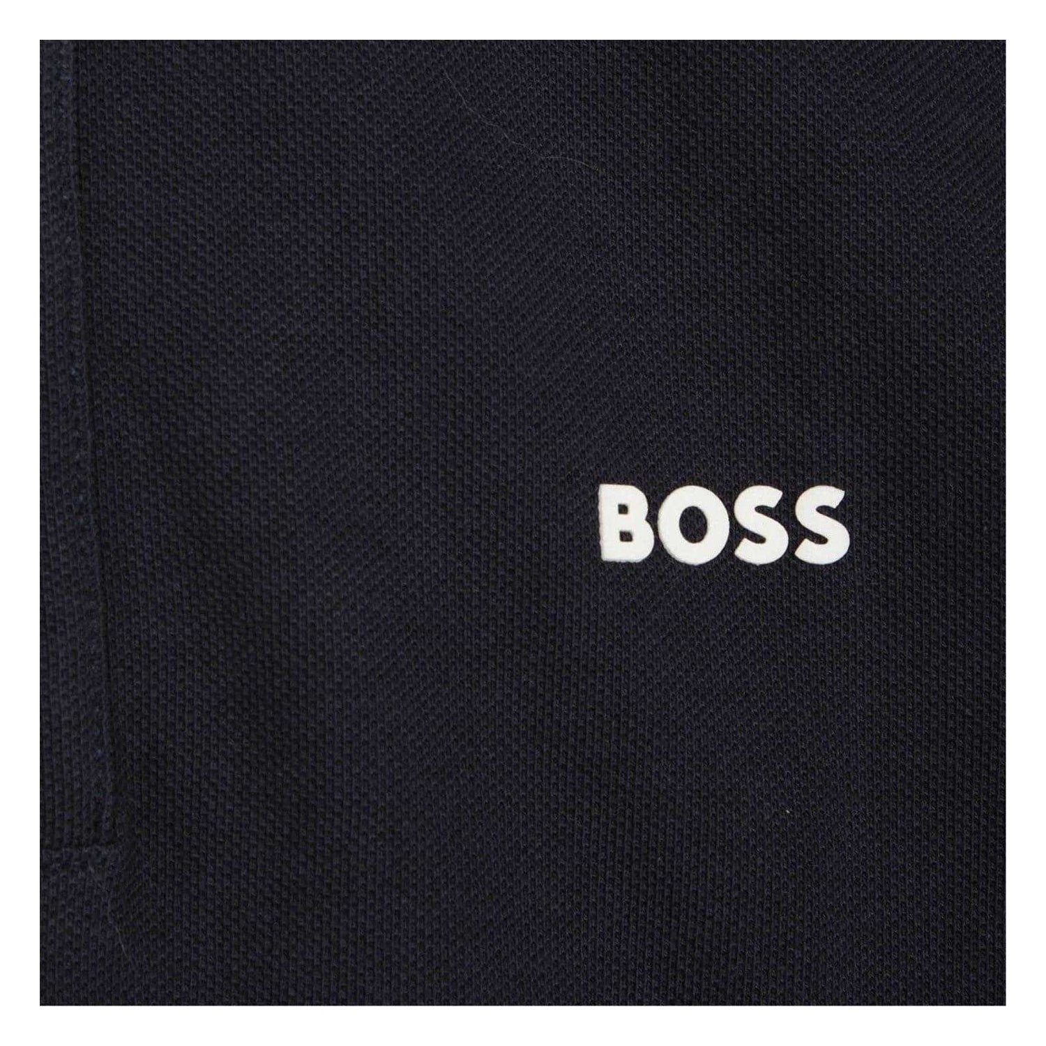 Navy - Side - Boss Childrens-Kids Short-Sleeved Polo Shirt