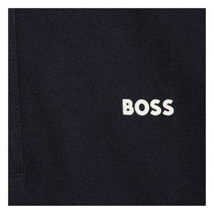 Navy - Side - Boss Childrens-Kids Short-Sleeved Polo Shirt