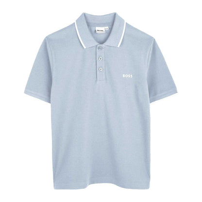 Pale Blue - Front - Boss Childrens-Kids Short-Sleeved Polo Shirt