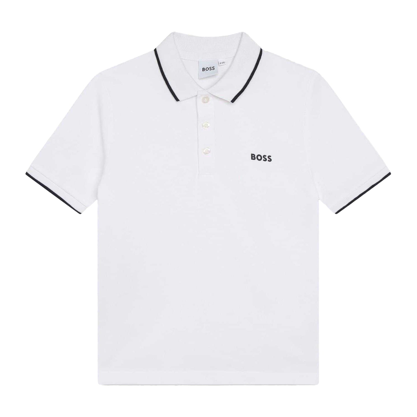 White - Front - Boss Childrens-Kids Short-Sleeved Polo Shirt