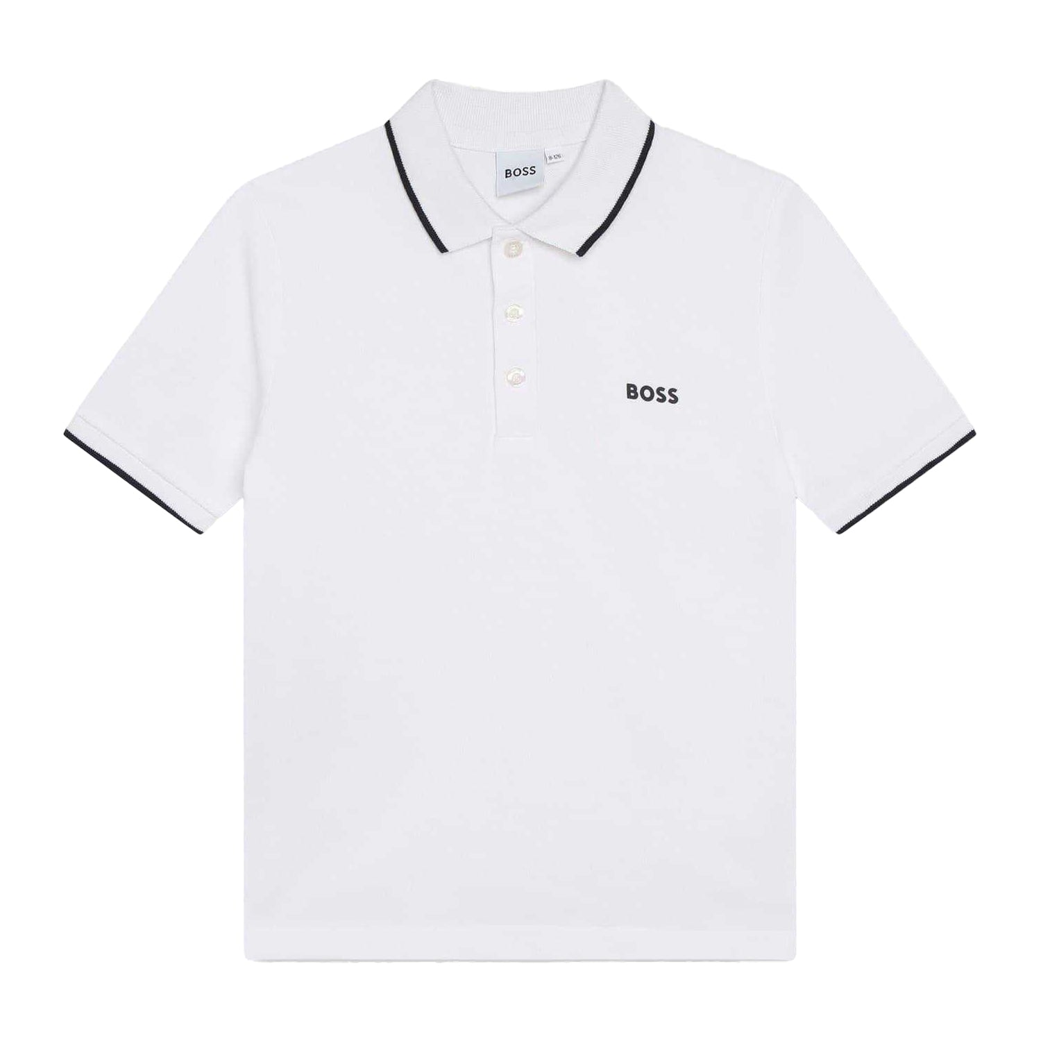 White - Front - Boss Childrens-Kids Short-Sleeved Polo Shirt