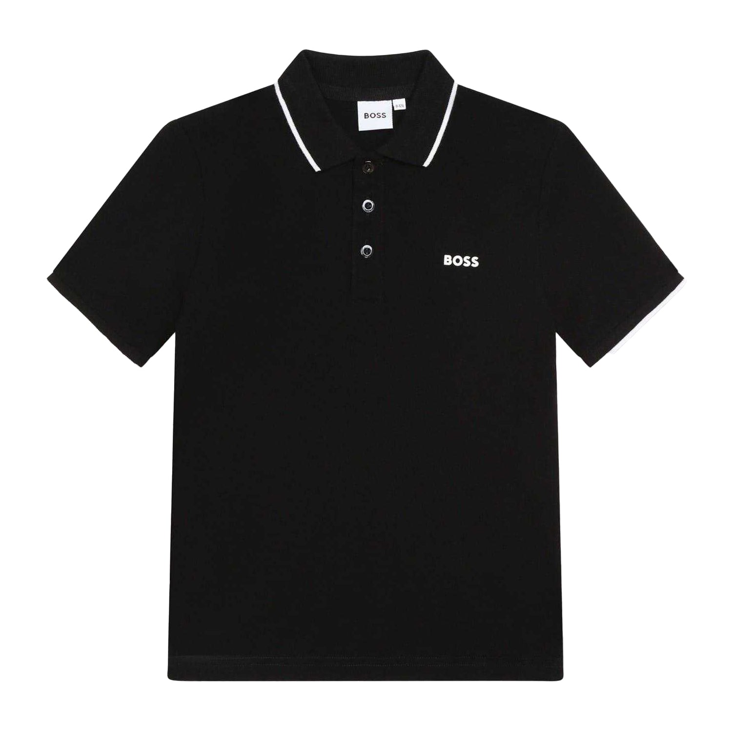 Black - Front - Boss Childrens-Kids Short-Sleeved Polo Shirt