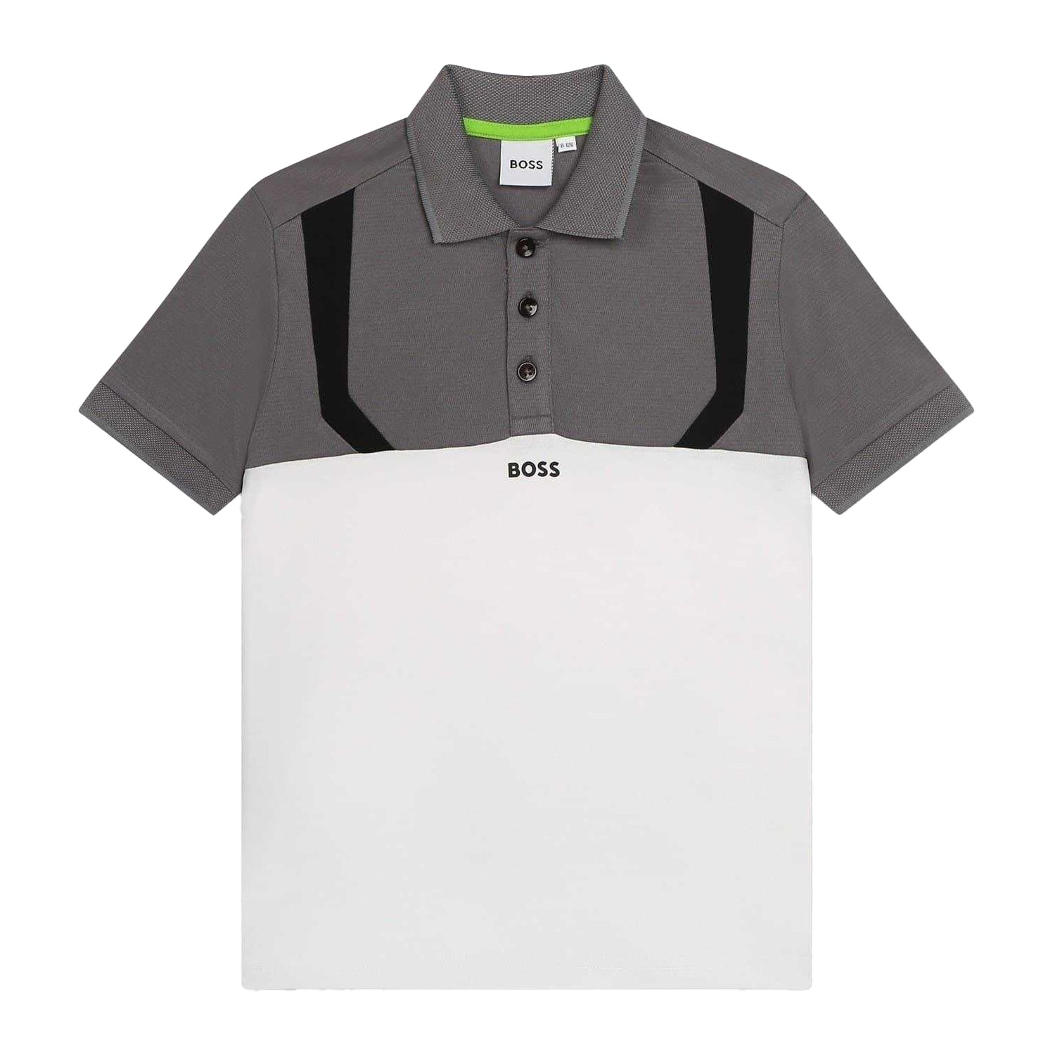 Medium Grey - Front - Boss Childrens-Kids Colour Block Short-Sleeved Polo Shirt