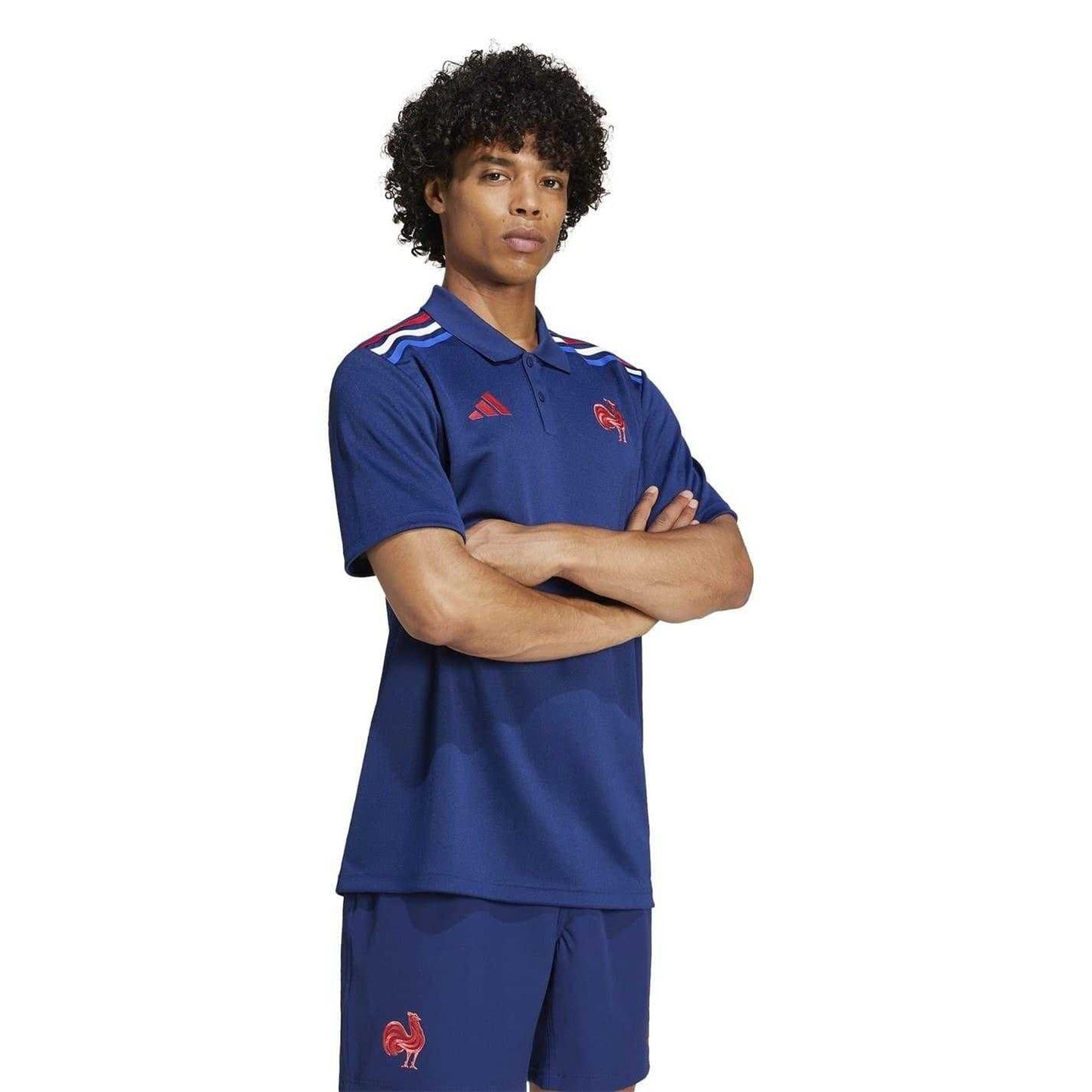 Dark Blue - Pack Shot - Adidas Unisex Adult Home France FFR Polo Shirt