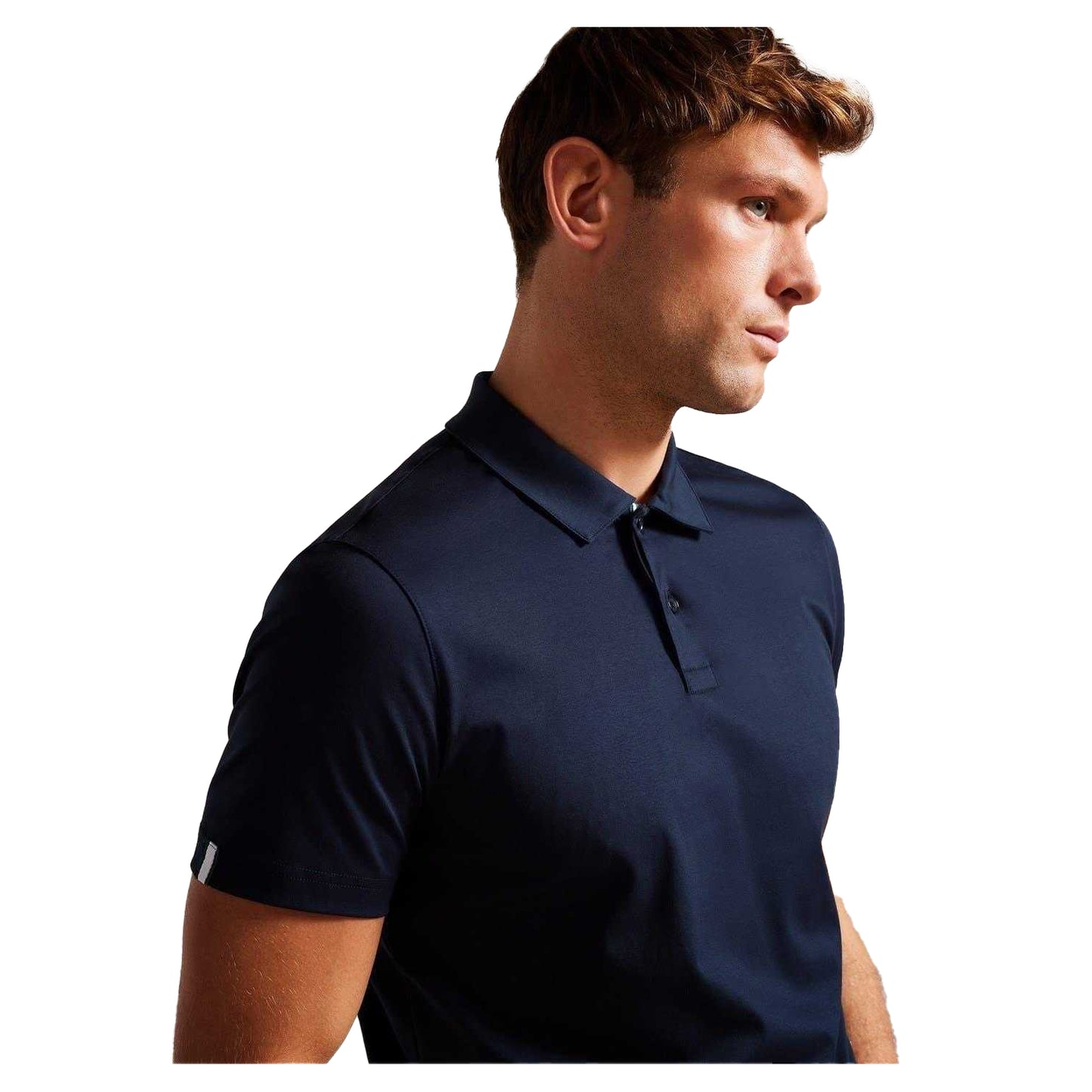 Navy - Side - Ted Baker Mens Zeiter Cotton Polo Shirt