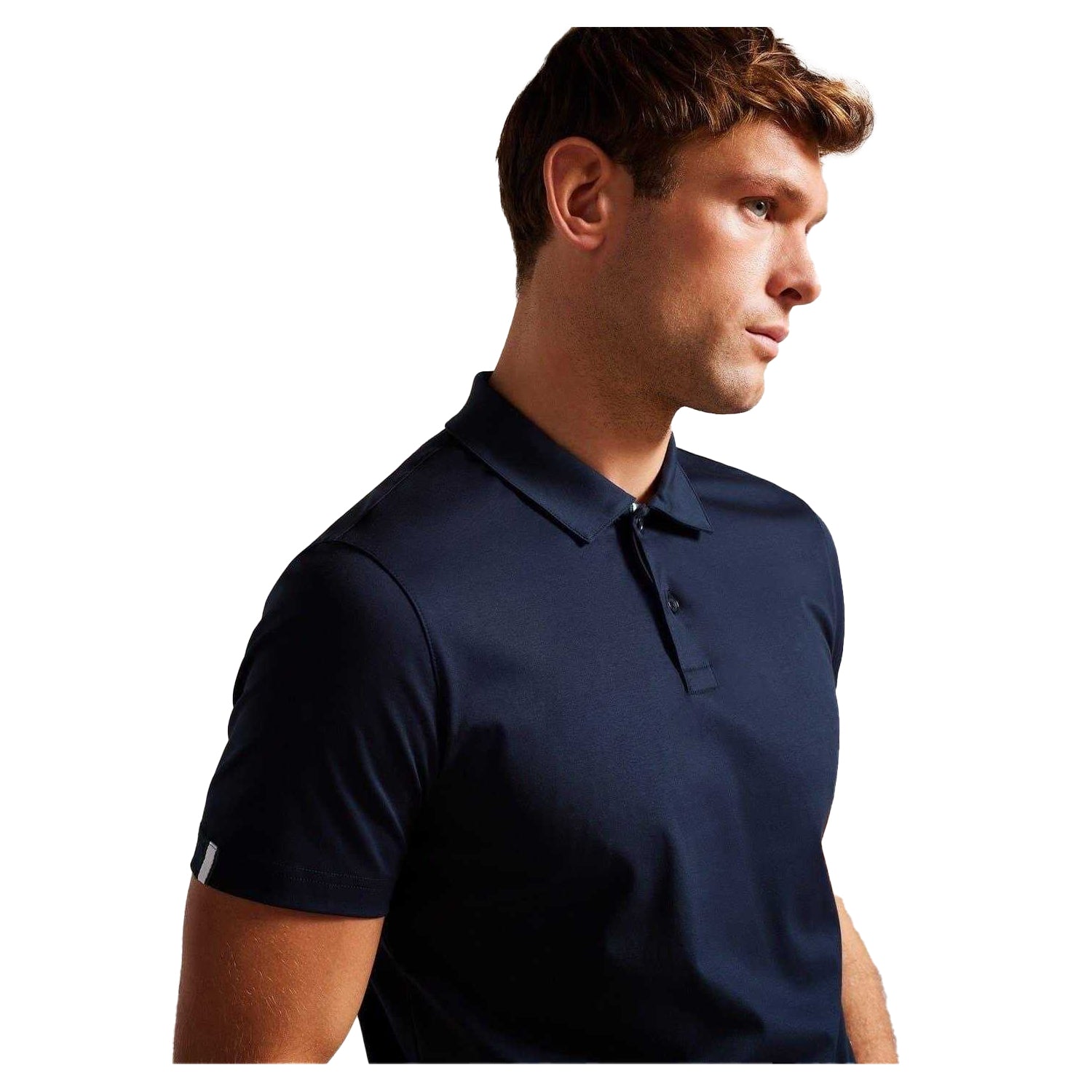 Navy - Side - Ted Baker Mens Zeiter Cotton Polo Shirt