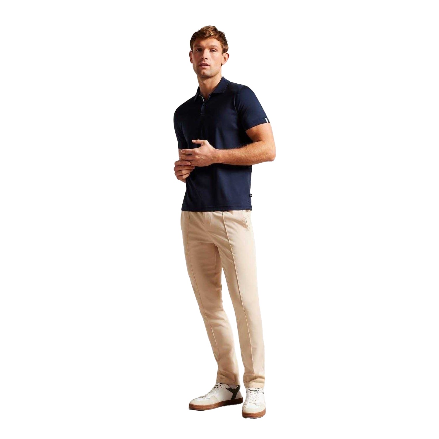 Navy - Pack Shot - Ted Baker Mens Zeiter Cotton Polo Shirt