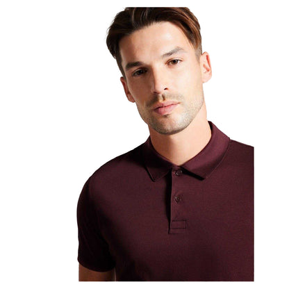 Maroon - Side - Ted Baker Mens Zeiter Cotton Polo Shirt