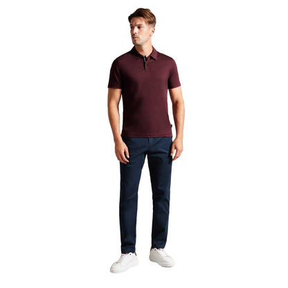Maroon - Pack Shot - Ted Baker Mens Zeiter Cotton Polo Shirt