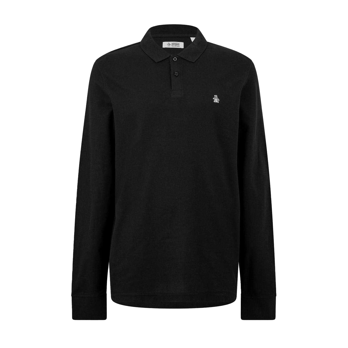 Black - Front - Original Penguin Mens Cotton Long-Sleeved Polo Shirt