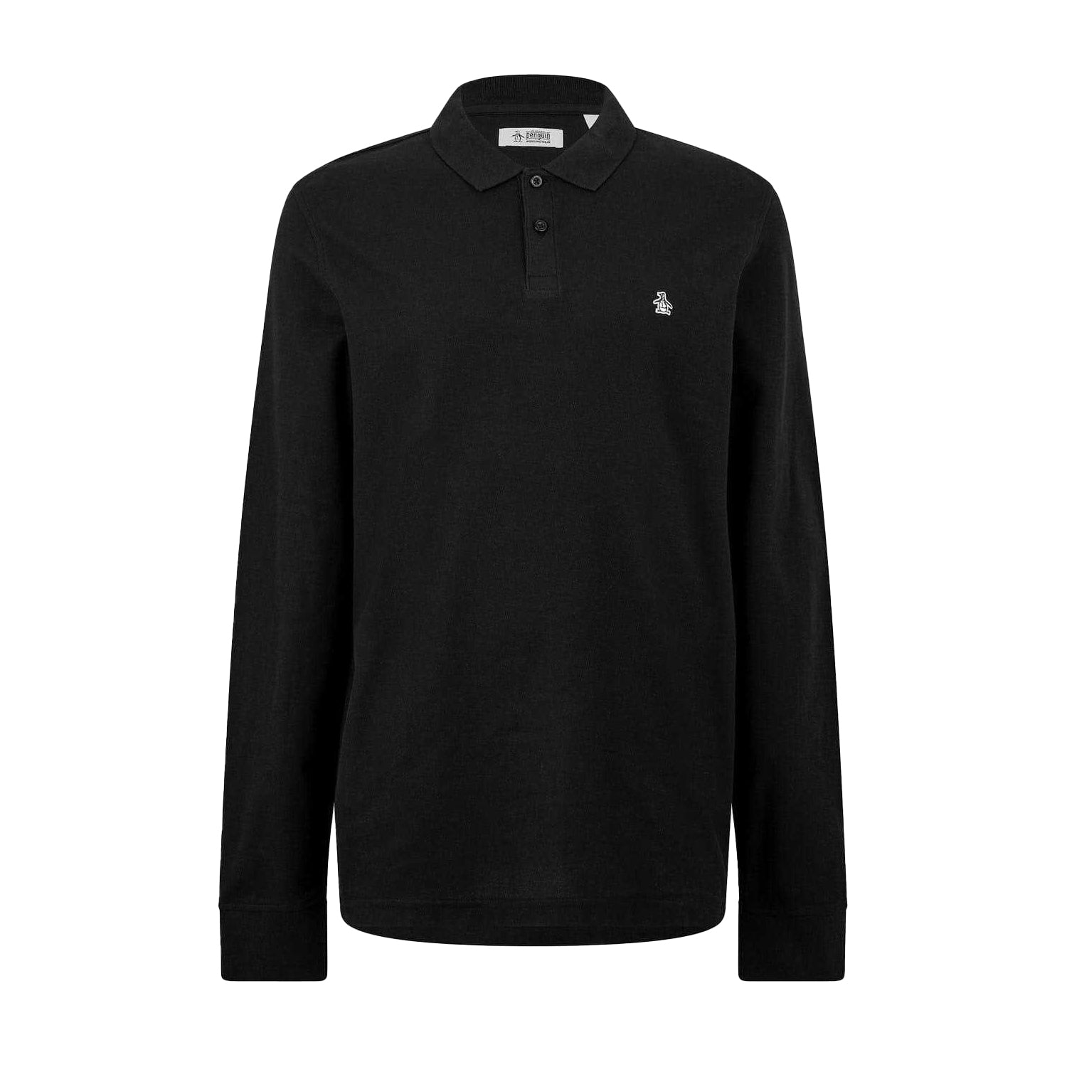 Black - Front - Original Penguin Mens Cotton Long-Sleeved Polo Shirt